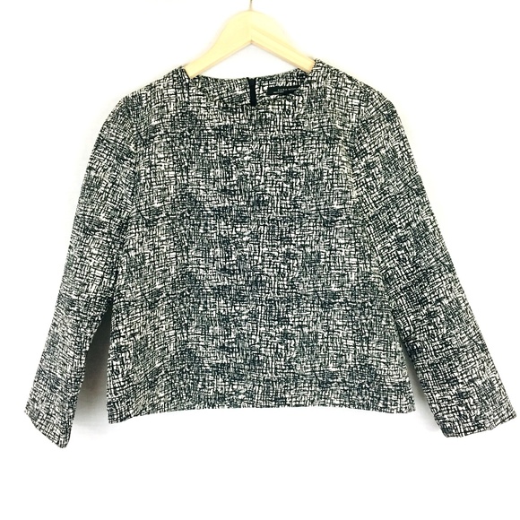 Zara Tops - Zara Woman Black Geometric Crop 3/4 Sleeve Top S